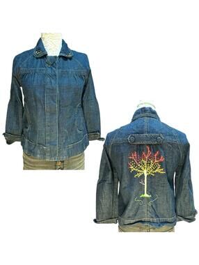 Vintage DKNY Embroidered Tree Denim Jacket